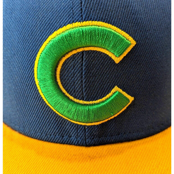 New Era 59Fifty Chicago Cubs Hat Fitted Cap 7-3/8 Rare Colorway Blue Gold Green - Picture 3 of 12
